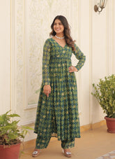 Swank Looking Partywear Salwar Suit in Green Colour